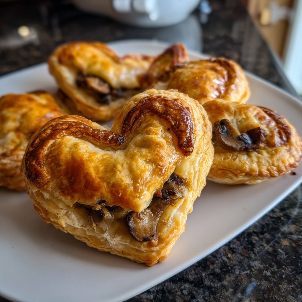 Puff Pastry Hearts with Mushroom Duxelles