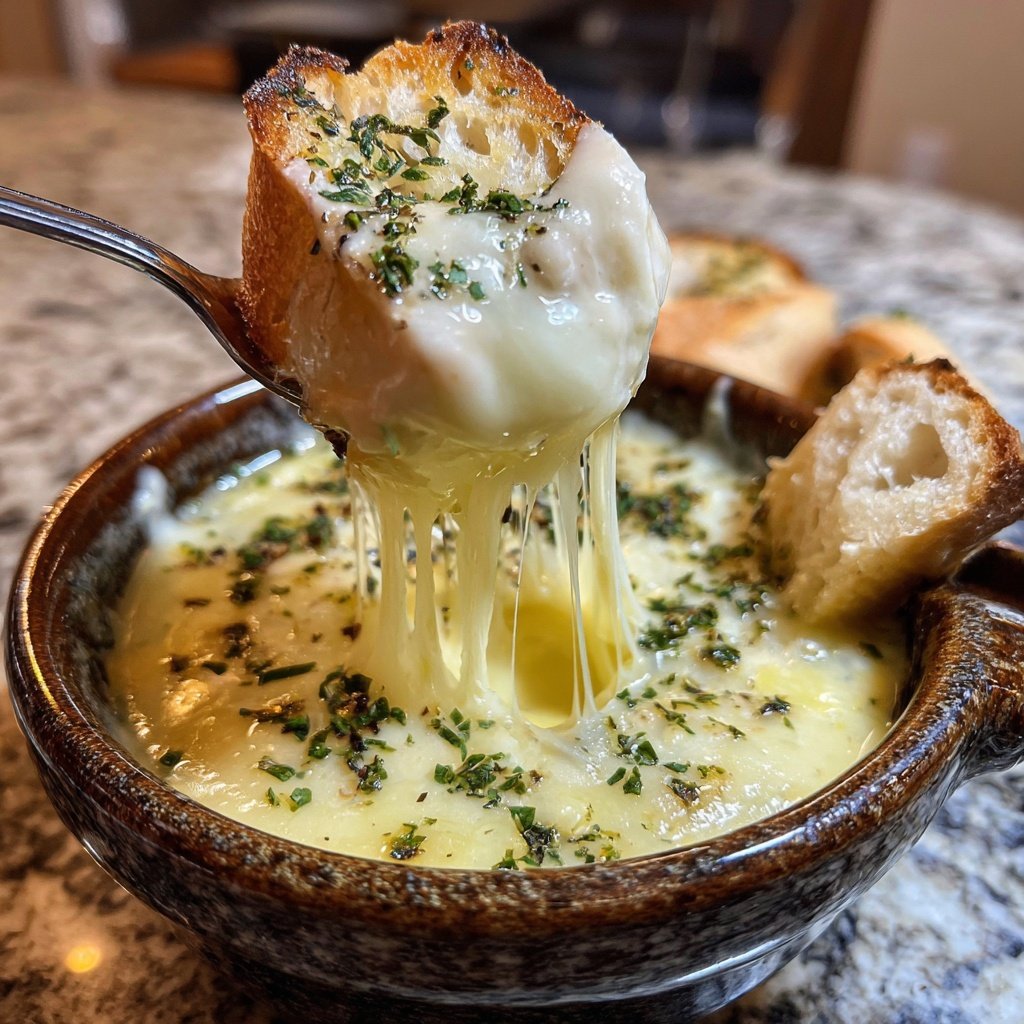 Fondue with Swiss Cheese and Fresh Herbs