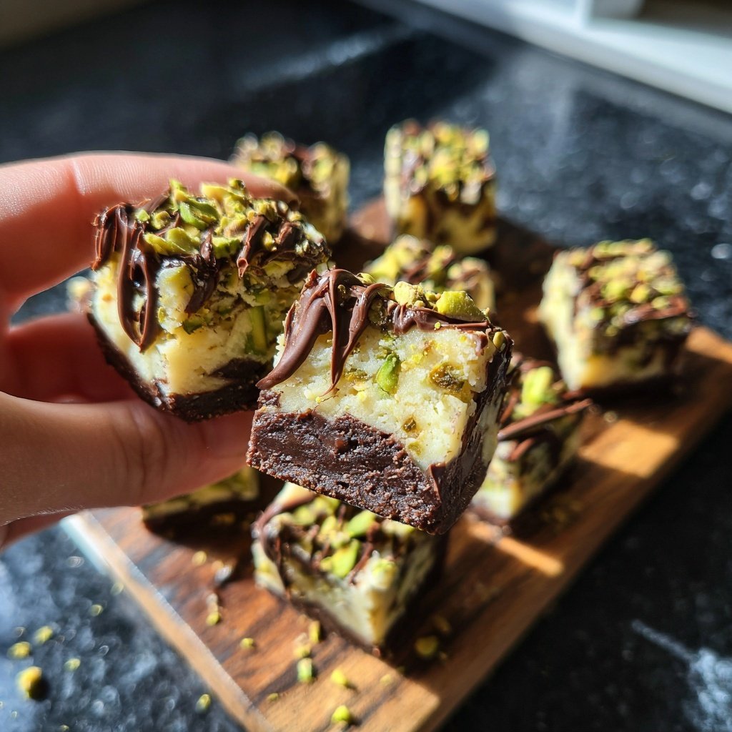 Chocolate Pistachio Fudge Bites