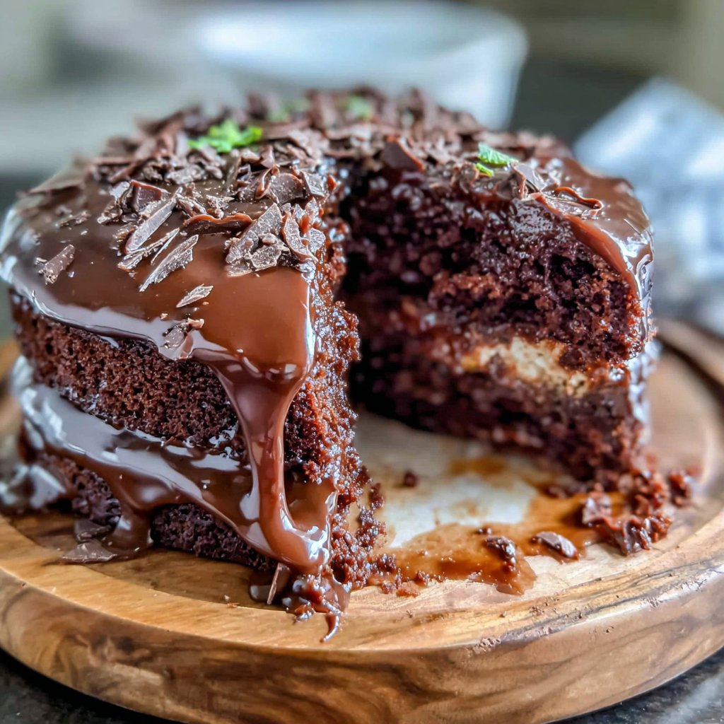 Moist Chocolate Cake With Rich Ganache