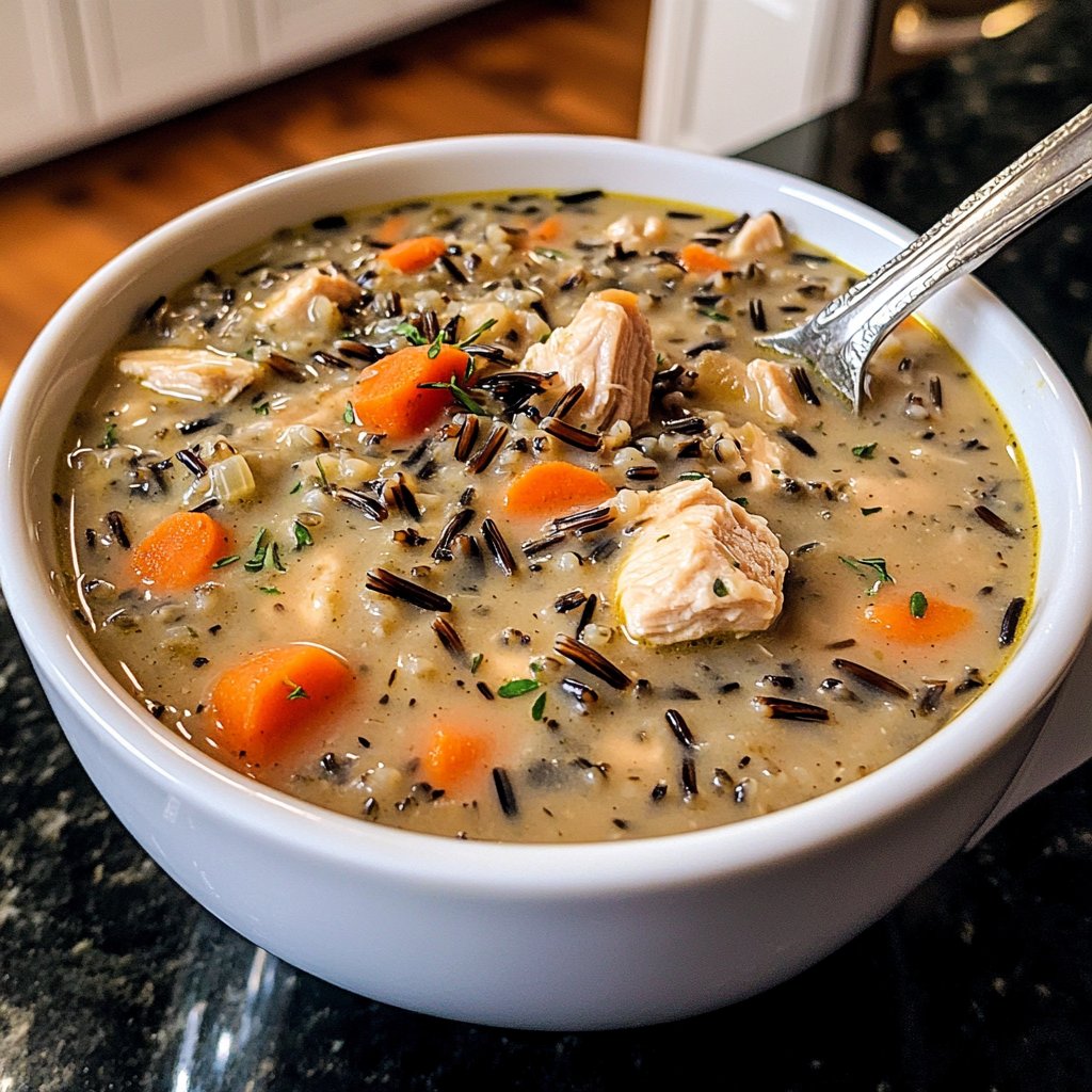 Healthy Crockpot Chicken and Wild Rice Soup