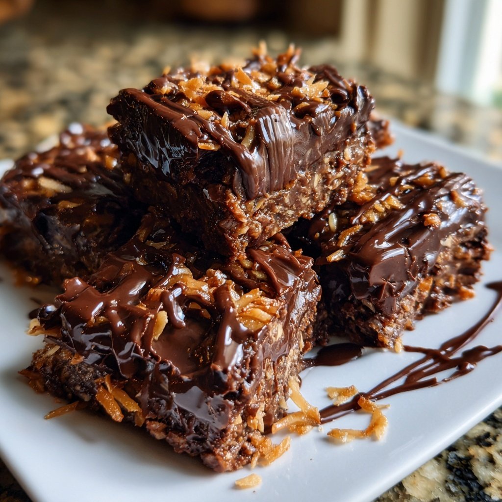 Chocolate Coconut Fudge Squares