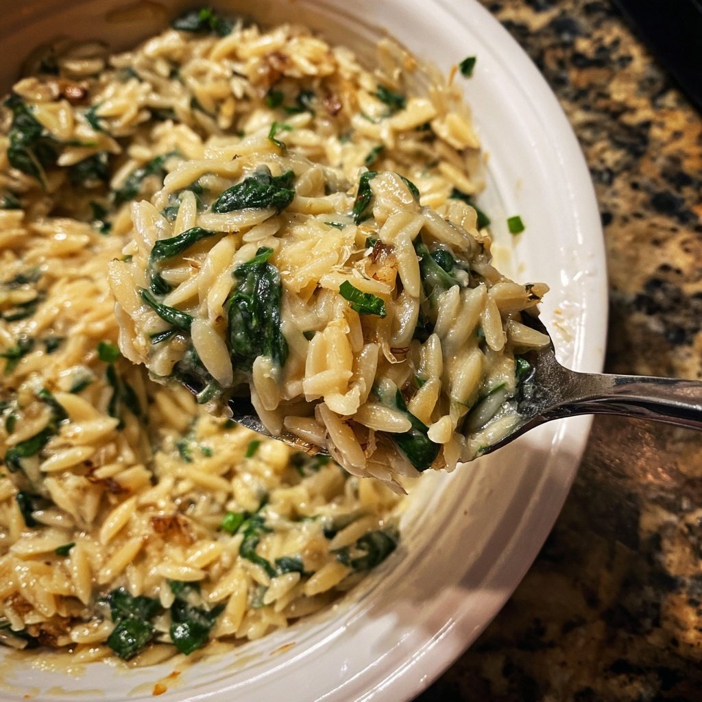 Creamy Spinach Parmesan Orzo