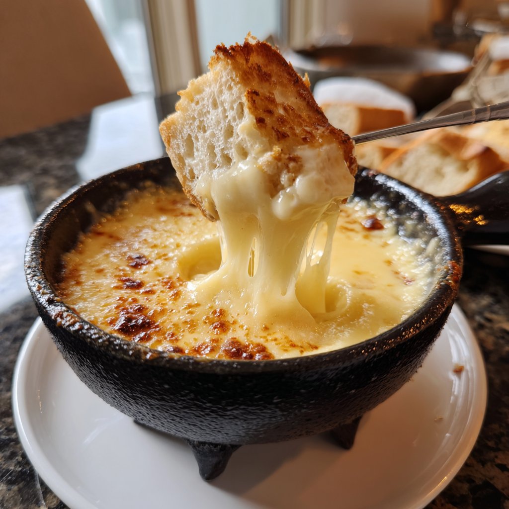 Fondue with Swiss Cheese and Garlic