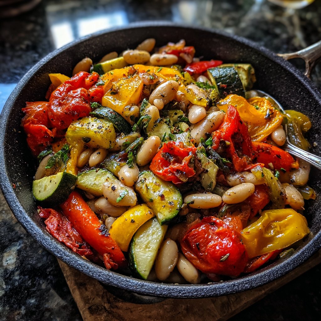 Roasted Veggie White Bean Skillet