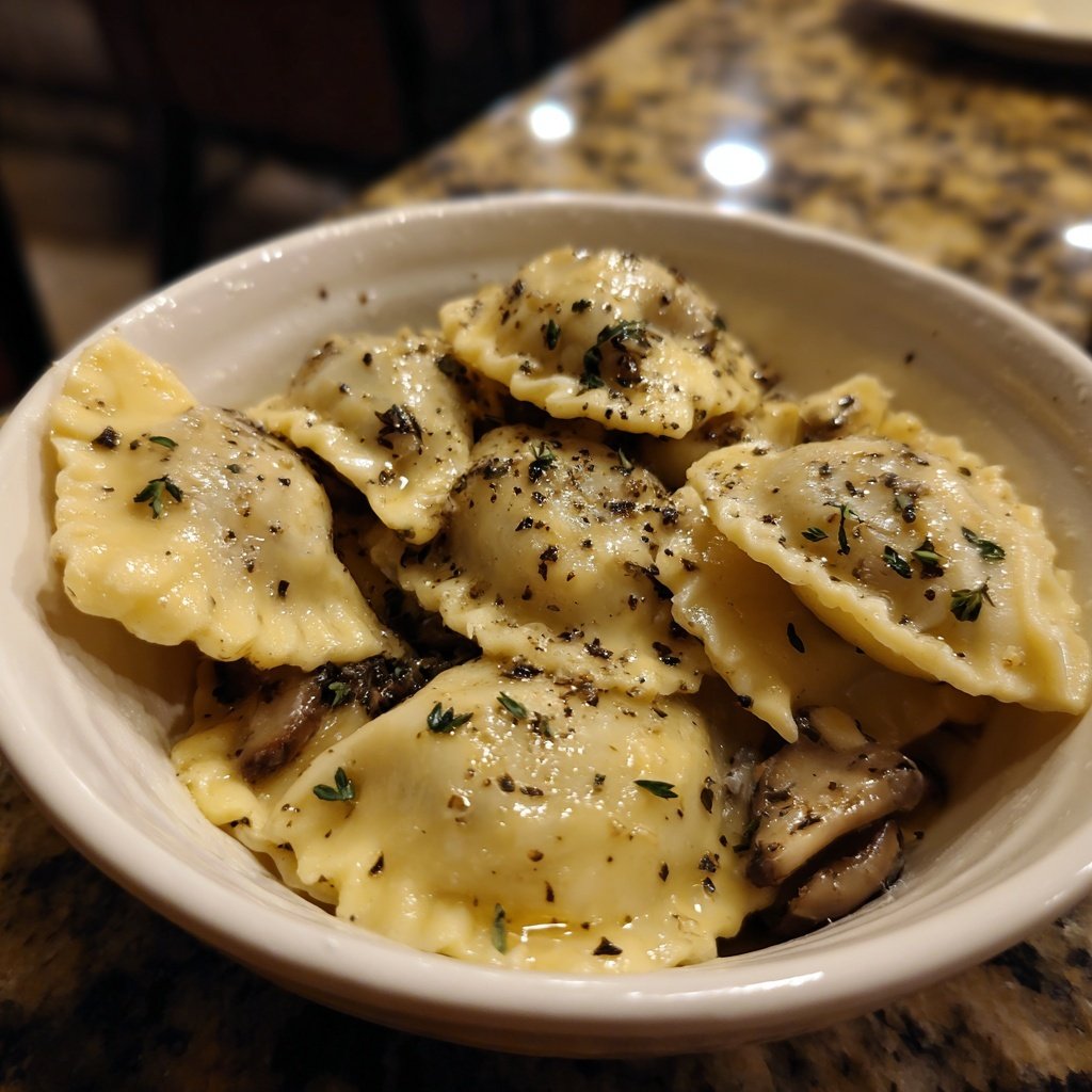 Wild Mushroom Ravioli with Truffle Oil
