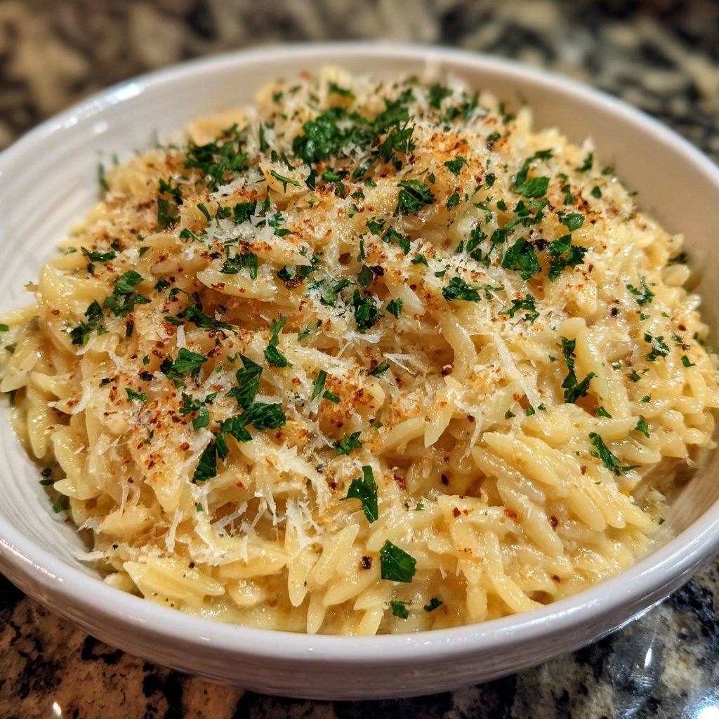Creamy Garlic Parmesan Orzo