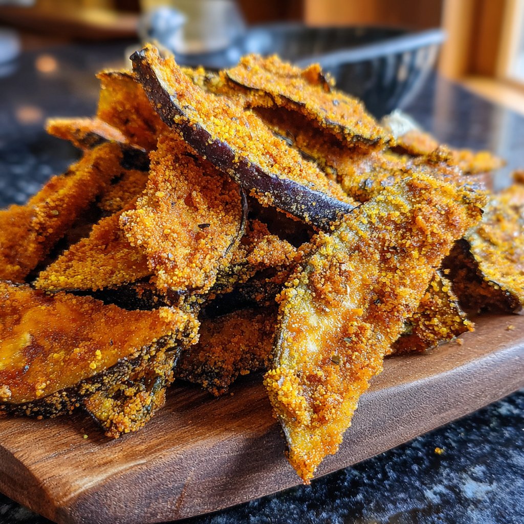 Crispy Eggplant Garlic Chips